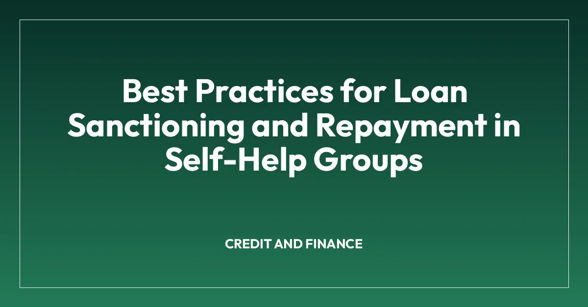 Best Practices for Loan Sanctioning and Repayment in Self-Help Groups