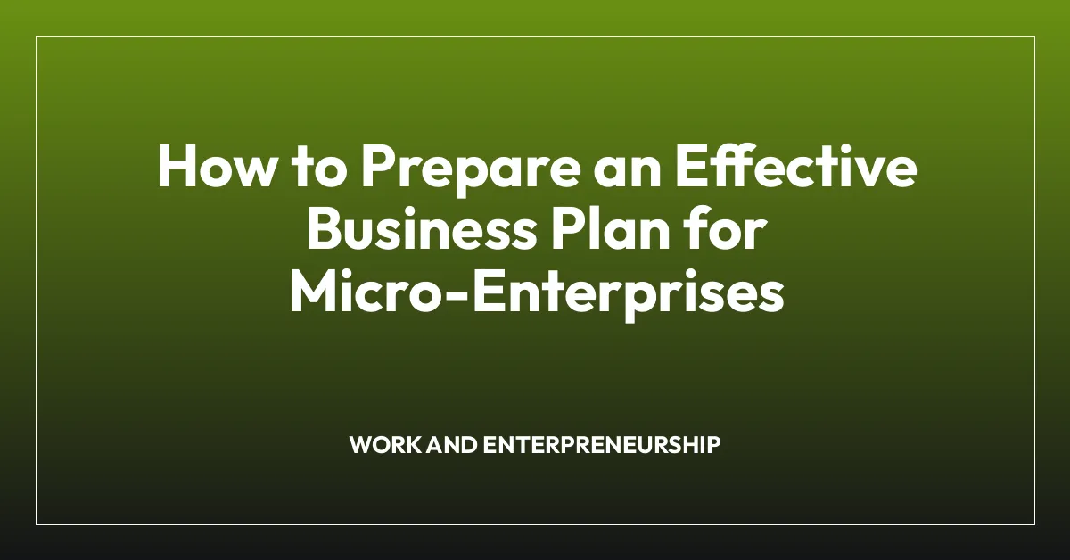 How to Prepare an Effective Business Plan for Micro-Enterprises