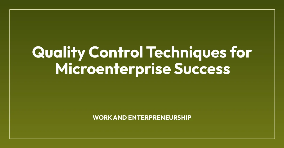 Quality Control Techniques for Microenterprise Success