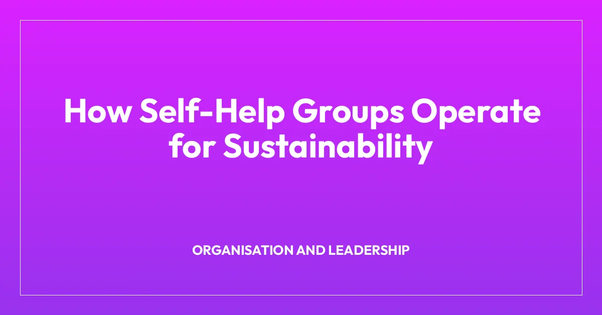How Self-Help Groups Operate for Sustainability